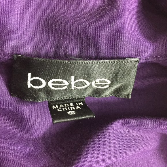 BEBE Gold logo hardware belted button shirt - Picture 2 of 10